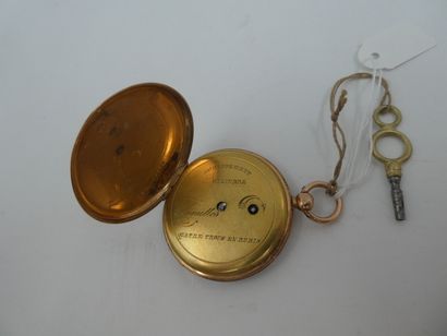 null Une montre de gousset à boîtier en or rose n° I 7443 et cache-poussière en métal...