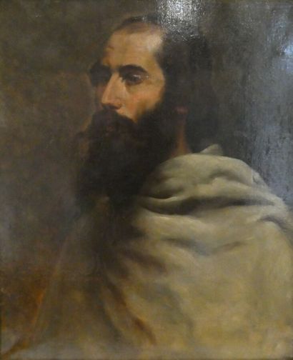 null Ecole lyonnaise du 19ème siècle, "Portrait d'homme barbu", huile sur toile,...
