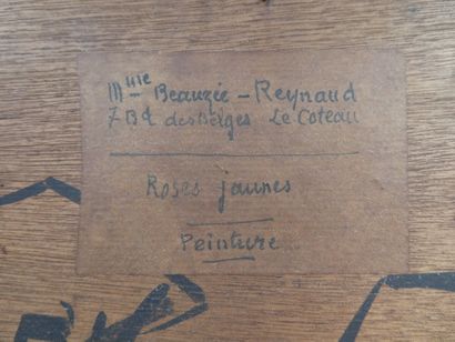 null BEAUZÉE-REYNAUD Marguerite (1894-1985) , "Roses jaunes", huile sur panneau signée...