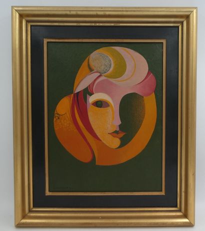 null COUDOUR Gilles (né en 1942), "Masque vénitien", huile sur toile, signée en bas...