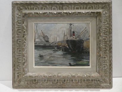 null BERSIER Jean Eugène (1895-1978), "Port d'Alger", huile sur panneau non signée...