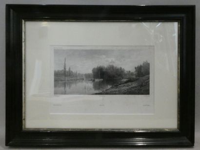 null DAUBIGNY d'après et lithographiée par GAUTIER, "Les Bords de l'Oise", lithographie...