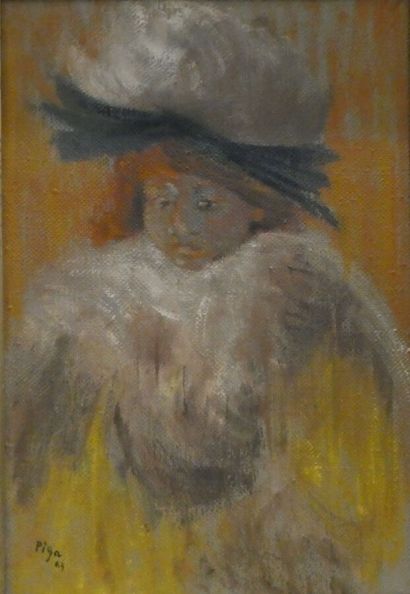 null PIGA Bernard (1934-2008), "1963 La Comédienne", huile sur toile signée et datée...
