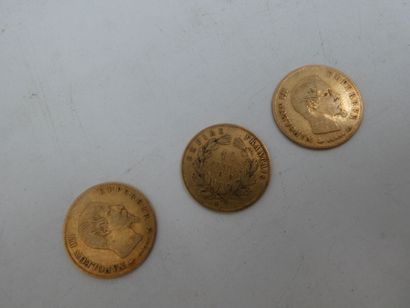 null Trois pièces de 10 francs en or, 9.50 gr