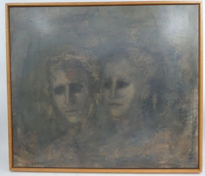 null PASTOR Gilbert (1932-2015), "Deux Visages féminins", huile sur panneau signé...