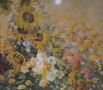 null BEAUZÉE-REYNAUD Marguerite (1894-1985) attribué à, "Jetée de fleurs", huile...