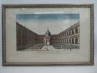 null Une vue d'optique "Vue de l'intérieur du prince Eugène", gravure réhaussée à...