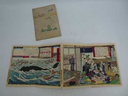 null JAPON, un carnet de 16 estampes en couleurs sur le thème des vieux métiers,...