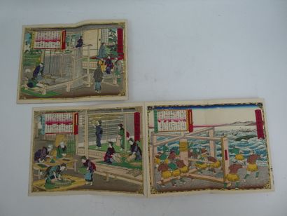 null JAPON, un carnet de 16 estampes en couleurs sur le thème des vieux métiers,...