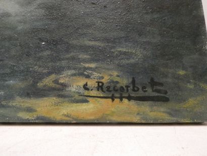 null RECORBET C., "Paysage de neige", huile sur toile signée en bas à droite, 99.5...