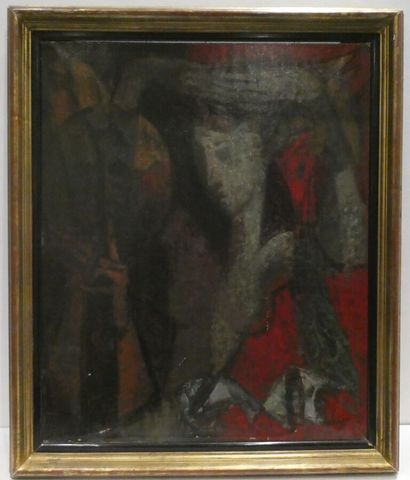 null AUJAME Jean (1905-1965). "Le Miroir secret". Huile sur toile signée en bas à...