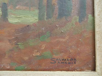 null SANCHIS Salvador (XXe siècle), "Paysage d'automne", huile sur carton signée...