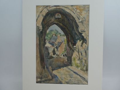 null LE FORESTIER René (1903-1972) "Rue en Bretagne" aquarelle signée, 30 x 19 cm...