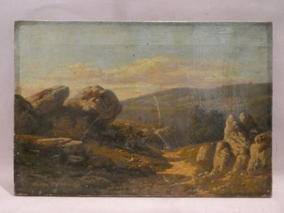 null POURRA ANSELMIER Hélène (1835-1911), "Paysage rural animé", huile sur toile...