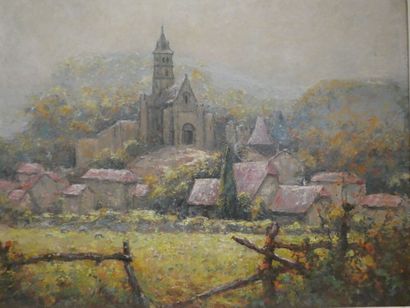 null DINET Louis ( 20ème siècle), "paysage près de Commelle", huile sur carton signée...