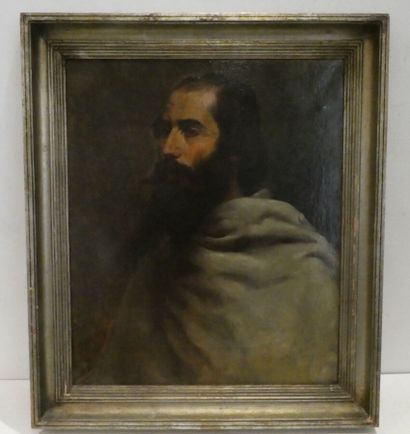 null Ecole lyonnaise du 19ème siècle, "Portrait d'homme barbu", huile sur toile,...