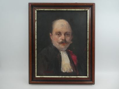null DEVILLIE Charles (1850-1905), "Portrait d'avocat en robe", Huile sur toile,...