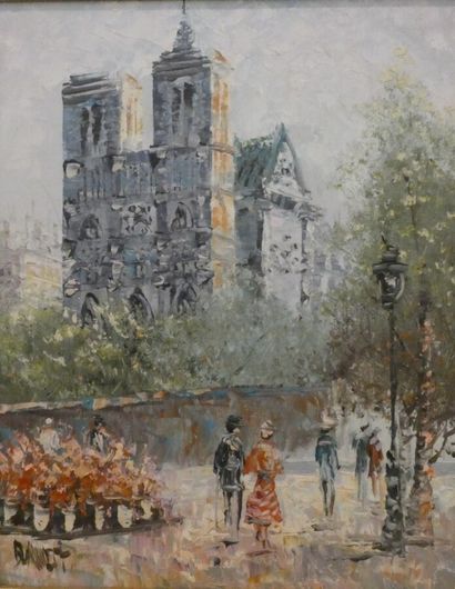 null BURNETT Louis-Anthony (1907-1999), "Vue de Notre-Dame Paris les bouquinistes",...