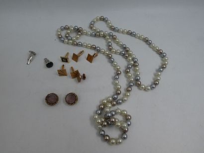 null LOT de bijoux fantaisie comprenant un sautoir de perles fantaisie, boutons de...