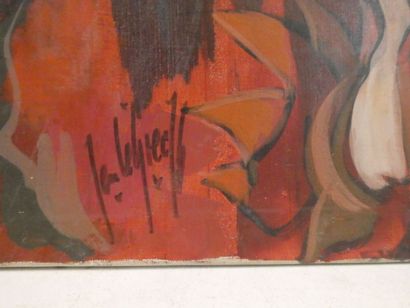 null Ecole contemporaine, "Portrait de musicien du carnaval", huile sur toile signée...