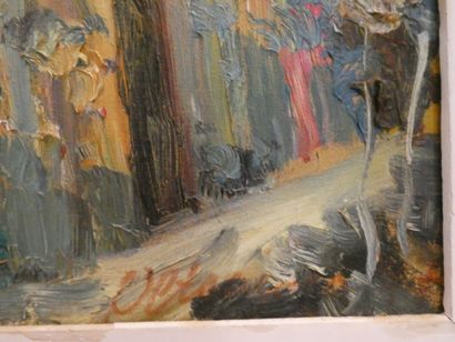 null Ecole contemporaine, "La Chapelle", huile sur toile signée en bas à droite cachets...