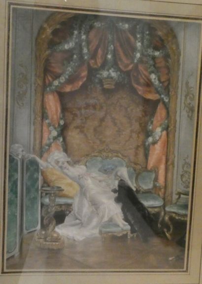 null LOT GOUPIL, d'après L. ROSSI, "L'Orage", photogravure en couleurs, 53 x 39 cm...