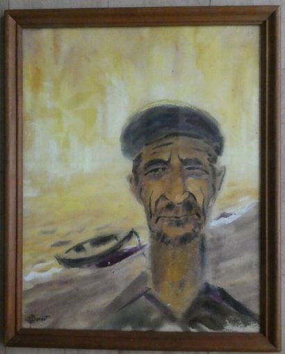 null BURNOT Jacques (1911-2004), "Portrait d'homme" aquarelle signée en bas à gauche...