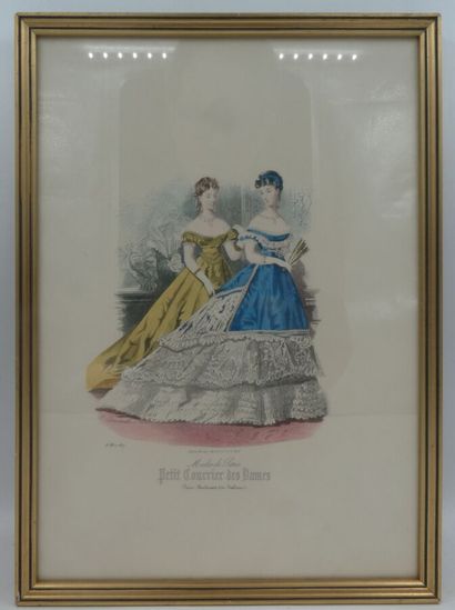 null "Modes de Paris Petit Courrier des Dames" gravure couleurs encadrée, 35 x 24...