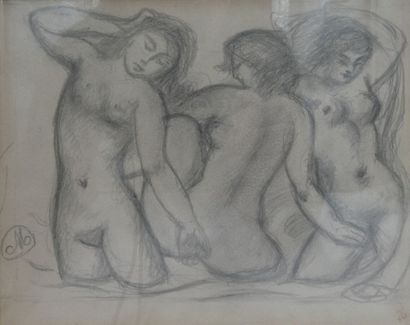 null Ecole française XXè siècle, 

"Etudes de nus", 

mine de plomb sur papier portant...
