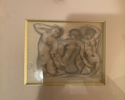 null Ecole française XXè siècle, 

"Etudes de nus", 

mine de plomb sur papier portant...
