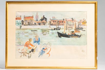 null PLANSON André (FRENCH, 1898-1981),

"Gravelines",

aquarelle signée située et...