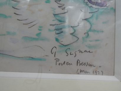 null Ecole française du XXème siècle,

"Port-en-Bessin",

aquarelle sur papier située...