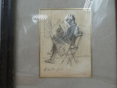 null VUILLEMOT Auguste (1883-1970), quatre esquisses crayon fusain lavis et gouache,...