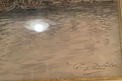 null DELATRE Eugène (1864-1938),

"Port de Dunkerque",

aquarelle signée en bas à...