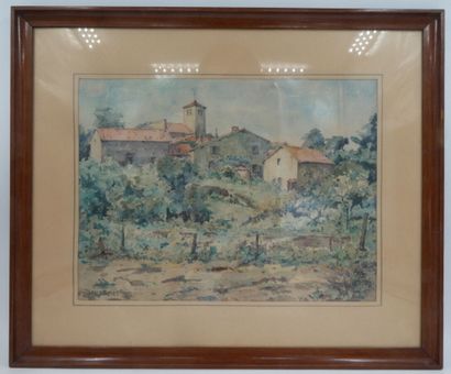 null DINET Louis (école française 20e s.), "Paysage de la Loire", aquarelle signée...