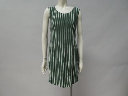 null BONPOINT green striped sleeveless dress, beige viscose, T 3 (small wear under...