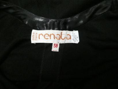 null RENATA. Long dress with straps in black jersey, S 38. White label, orange g...