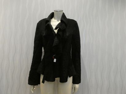 null HELENA SOREL black belted jacket with ruffled collar, S38