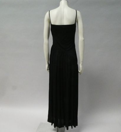 null Edith MOUGIN Paris, long dress with black straps, S 38. White label, black ...
