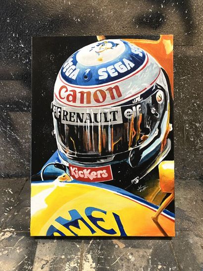 null Acrylique sur toile «Formula one Helmets - Alain Prost» oeuvre originale de...