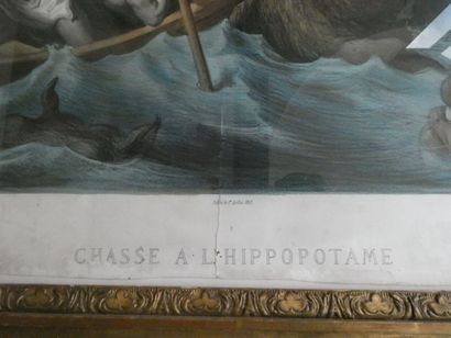 null DORE Gustave d'après "Chasse à l hippopotame", lithographie éditée à Paris chez...