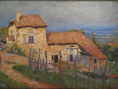 null Ecole française, "Paysage animé", huile sur toile, 38 x 55 cm