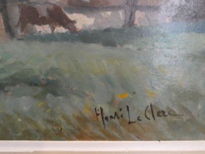 null LE CLERC Henri (XXe), "Paysage de printemps", huile sur panneau signée en bas...