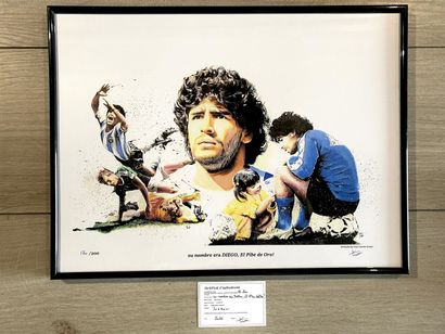 null Impression sur Papier Digital de l'oeuvre acrylique «Diego Maradona» de Yvan...