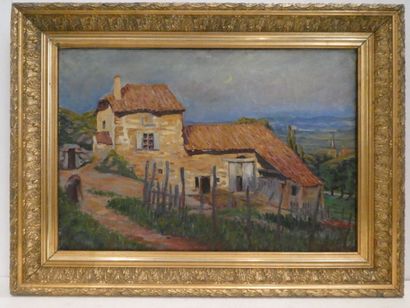 null Ecole française, "Paysage animé", huile sur toile, 38 x 55 cm