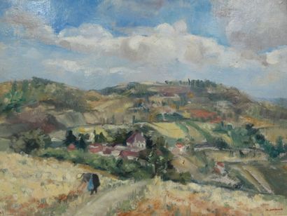 null JANNAUD Madeleine (1908-2013), "Paysage", huile sur toile signée en bas à droite,...