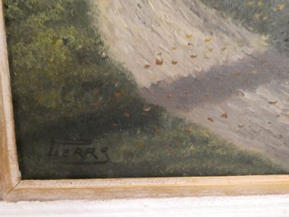 null PIERRE, "Paysage lacustre", huile sur toile signée en bas à gauche, 50 x 100...
