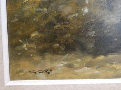 null GAZY Noël (XXème), "Marine", huile sur toile signée en bas à droite, 50 x 100...