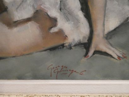 null GUINEGAULT Georges (1893-1982), "Danseuse assise par terre", Huile sur toile...