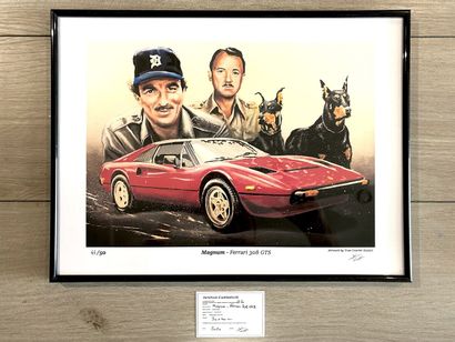 null Impression sur Papier Digital de l'oeuvre acrylique «Magnum Ferrari 308» de...